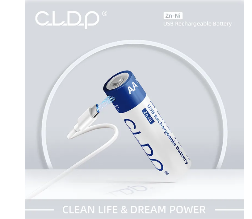 4τμχ Επαναφορτιζόμενες Μπαταρίες Ni-Zn AA 2000mWh με USB Φόρτιση