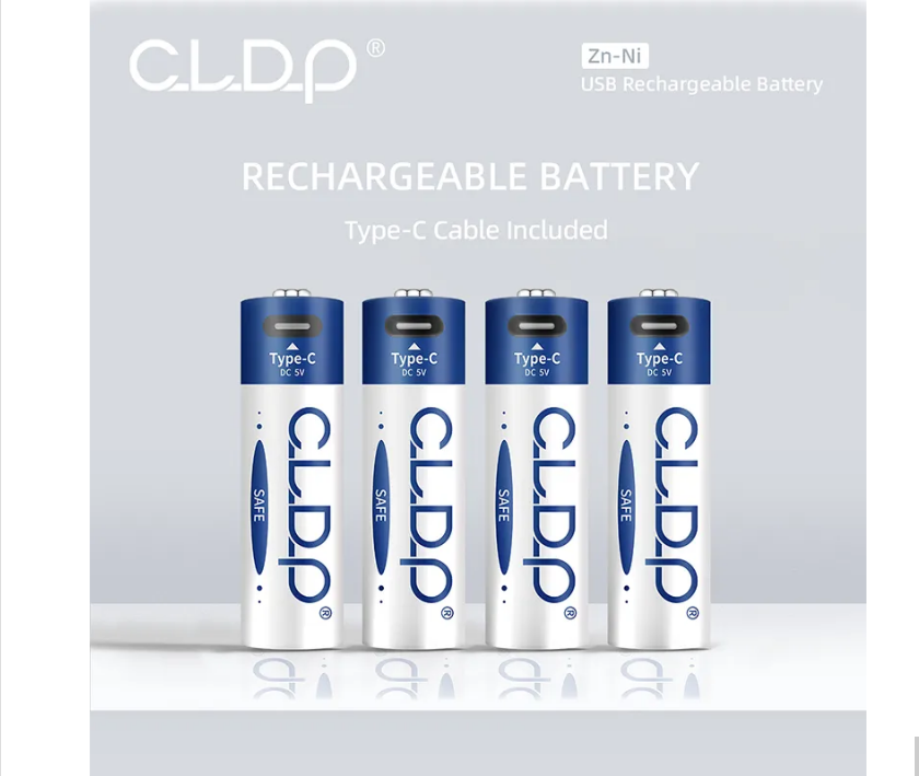 4τμχ Επαναφορτιζόμενες Μπαταρίες Ni-Zn AA 2000mWh με USB Φόρτιση