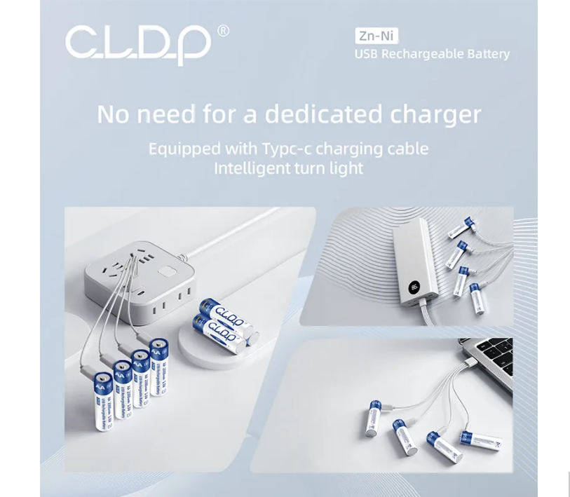 4τμχ Επαναφορτιζόμενες Μπαταρίες Ni-Zn AA 2000mWh με USB Φόρτιση